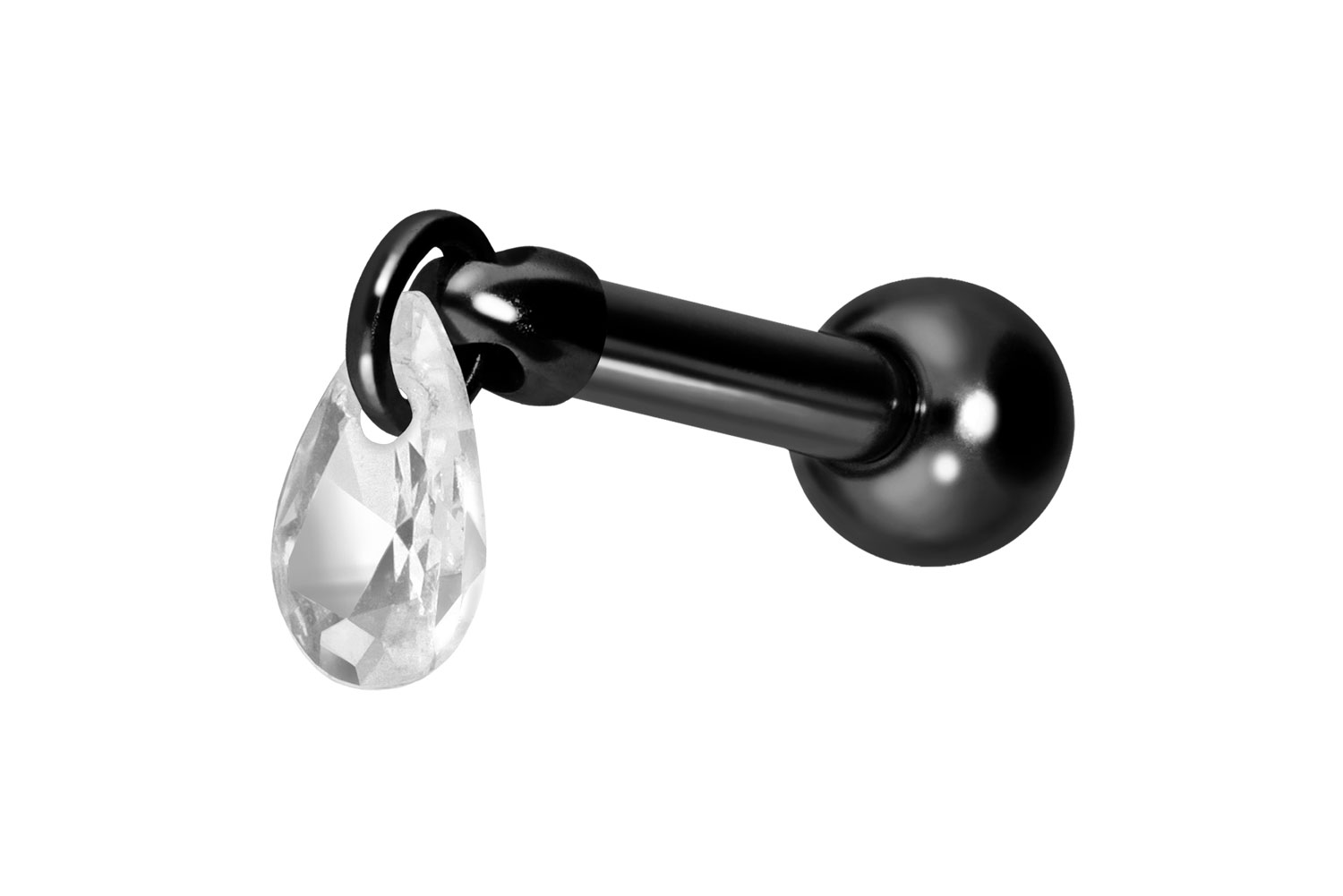 Titan Ohrpiercing mit Innengewinde KRISTALLTROPFEN